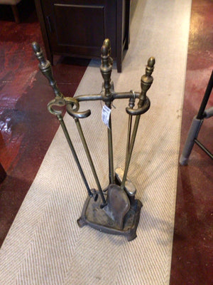 Vintage Tool Set Brass Fireplace Set