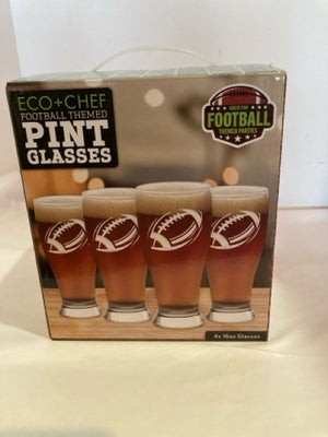 Set of 4 Clear Glass Football Glasses