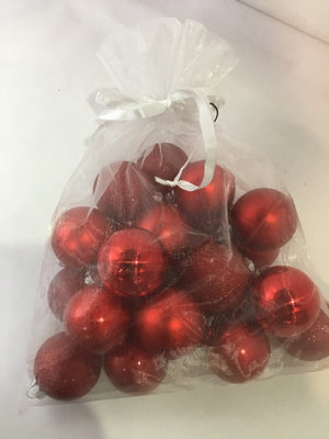 Red Glass In Bag Holiday Ornaments