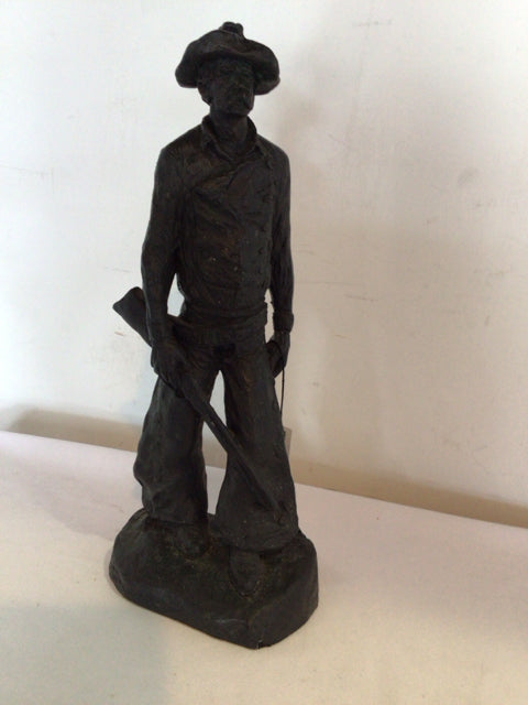 Black Resin Man Cowboy Statue