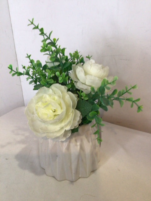 White/Green In Pot Faux Plant