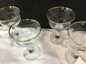 Vintage Gold Trim Glass Set of 4 Glasses