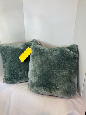 Pair Blue/Aqua Velour Down Filled Pillow Set