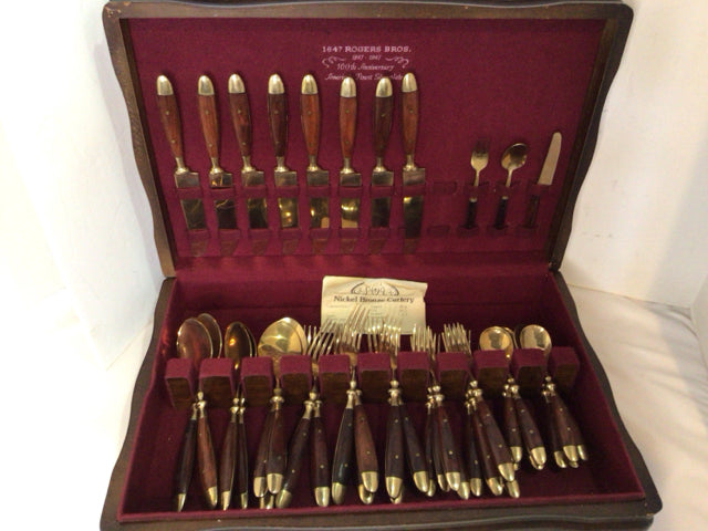 Roger Brothers 1847 Vintage Brown/Gold Silver Plated In Box Silverware