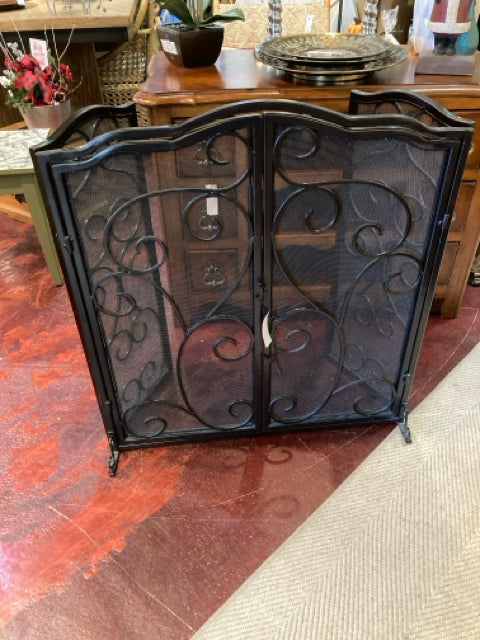 Black Metal Fireplace Screen