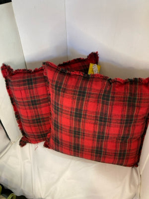 Red/Black Cotton Plaid Pair Pillow Set