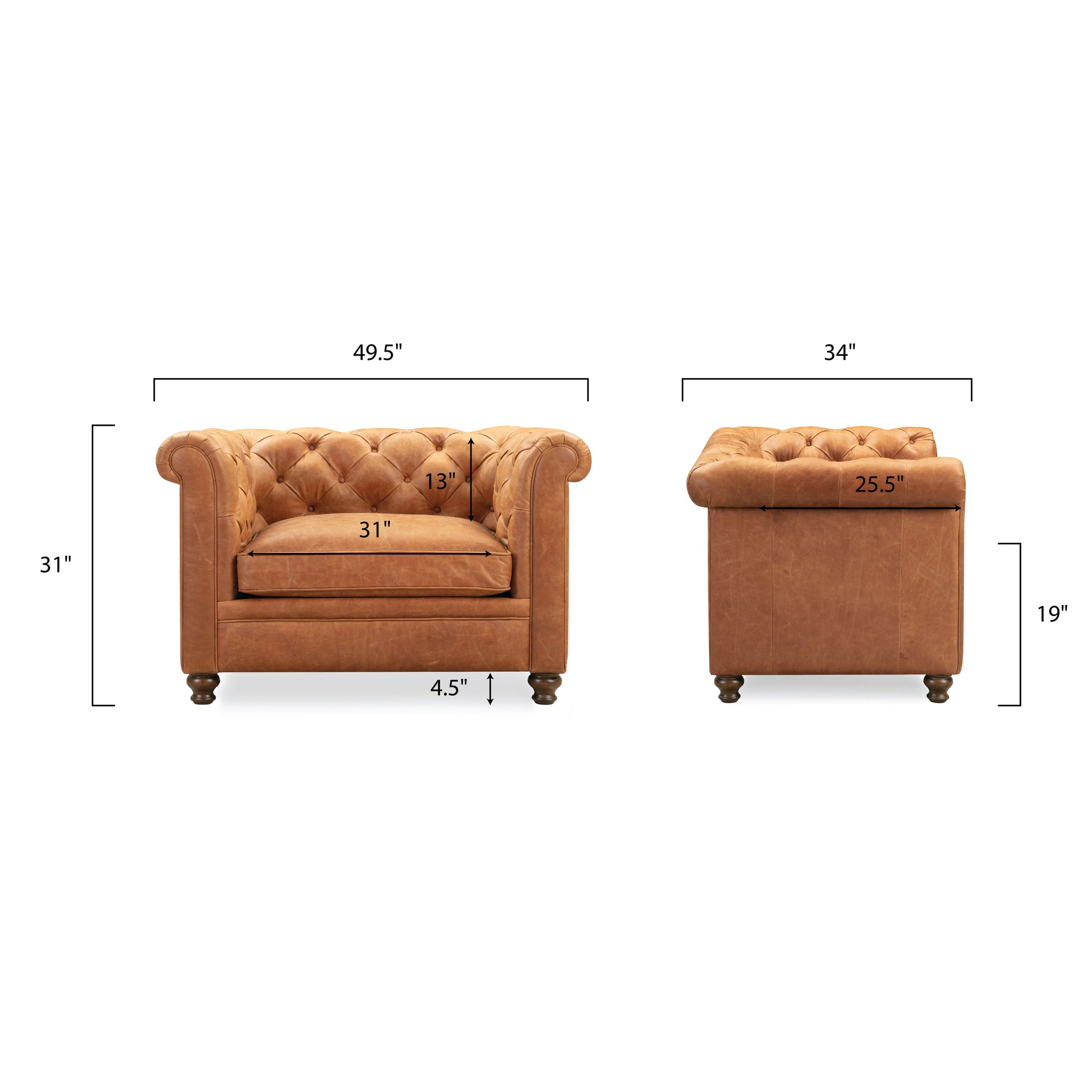 Poly & Bark Tufted Leather Cognac Chair 92SZKM8Q
