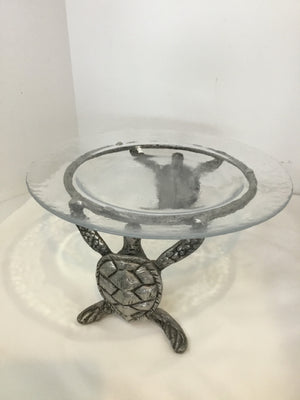 Clear/Silver Pewter Turtle Serving Dish