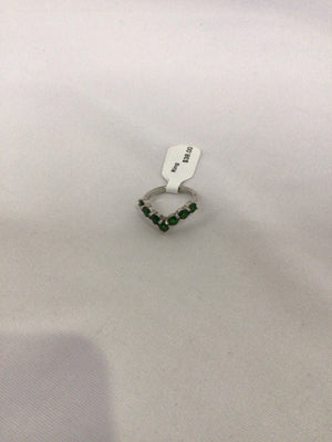 Sterling Silver Green Chevron Ring