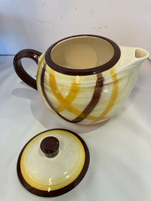 Yellow/Brown Ceramic Teapot