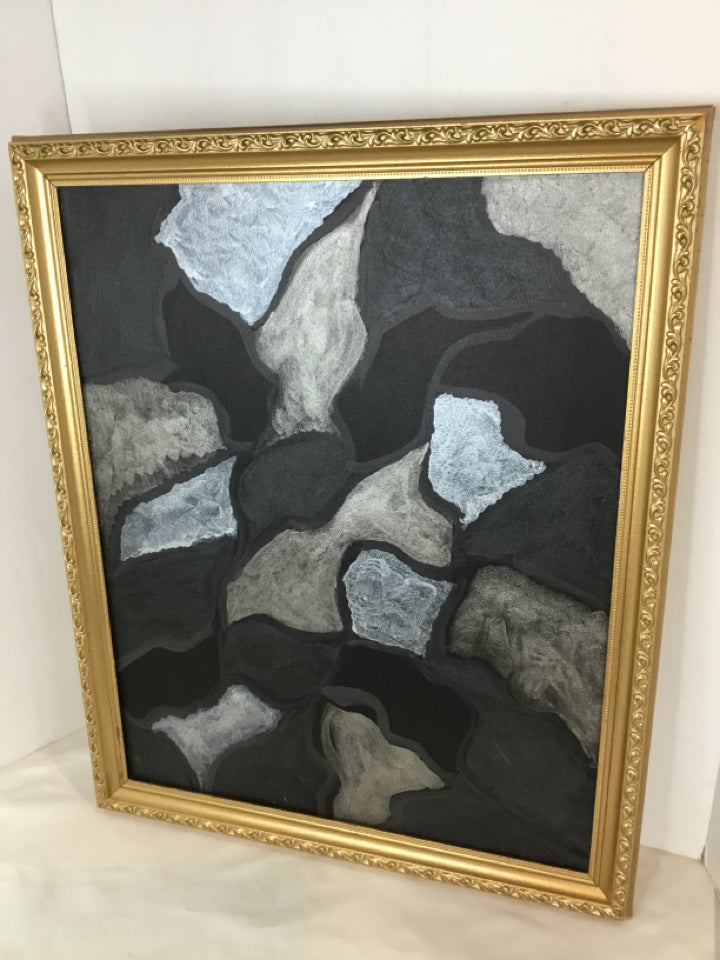 Abstract Black/Gray Abstract Framed Art