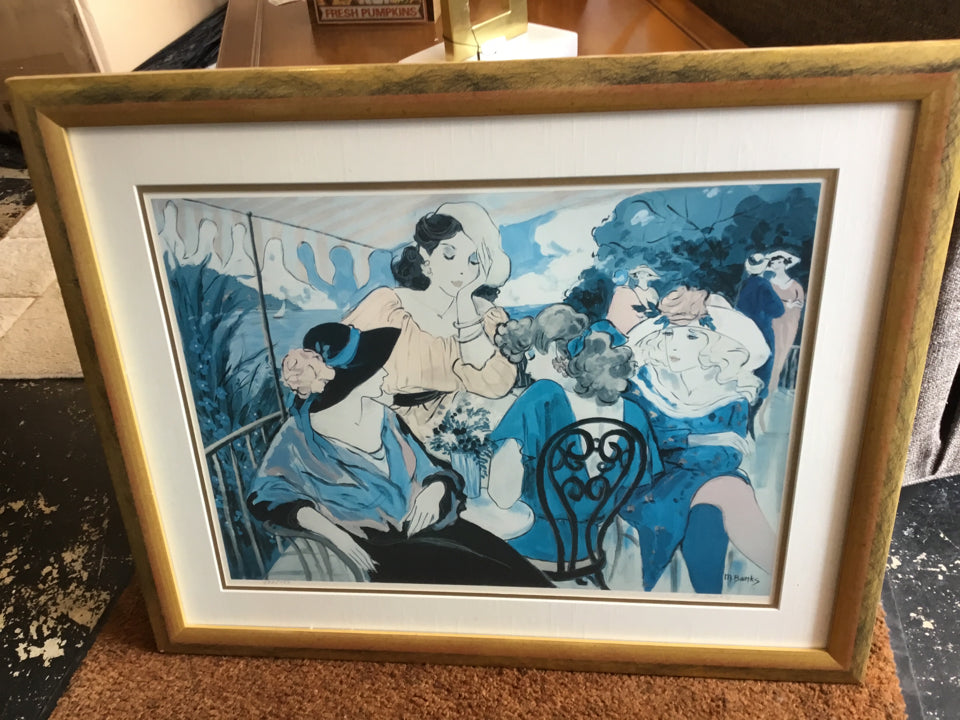 White/Blue Women Framed Art