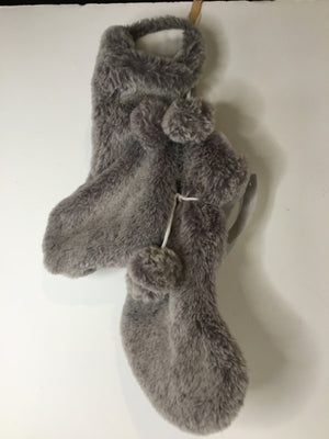 Stocking Gray Faux Fur Pair Holiday Item