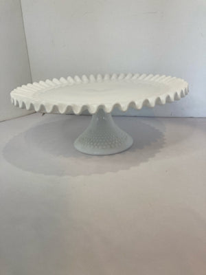 White Milk Glass Plate Stand