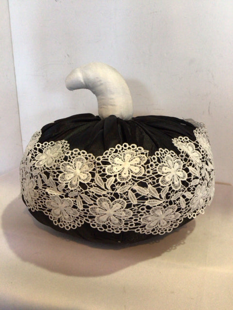 Halloween Black/White Fabric Pumpkin Holiday Item