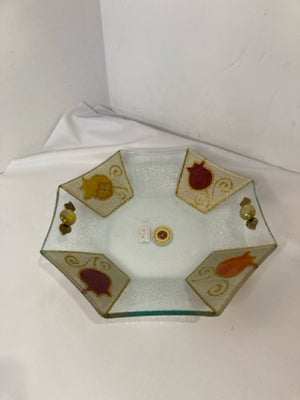 Handmade Gold/Clear Glass Octagon Tulip Dish