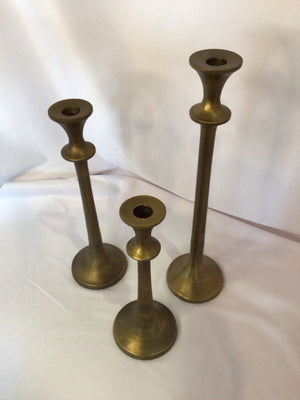 Crate & Barrel Brass Brass Set of 3 Candle Holders