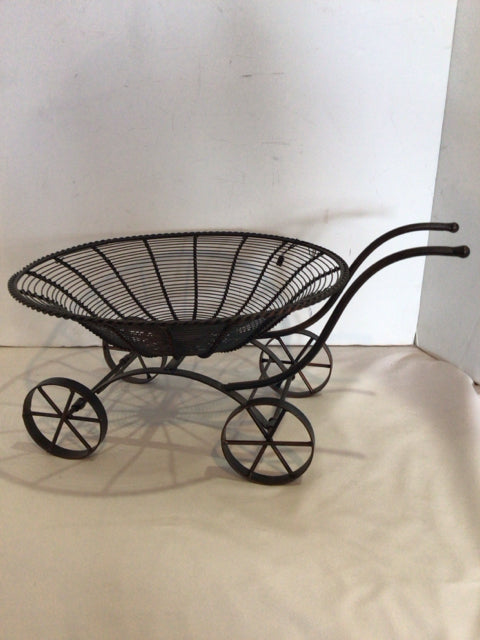 Rolling Rust Wire On Wheels Basket