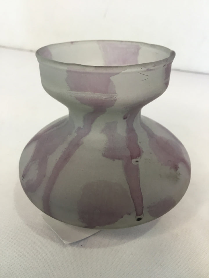 Purple Frosted Glass Vase