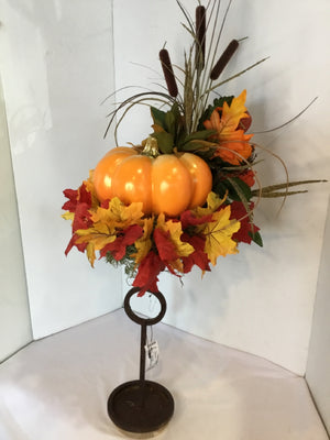 Fall Orange/Multi Flowers Pumpkin Holiday Item