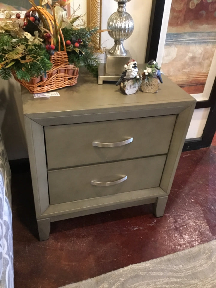 2 Drawer Wood Gray Nightstand