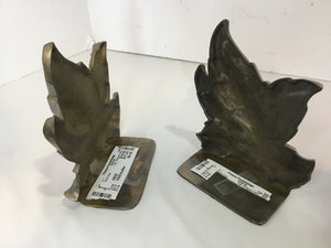 Pair Antiqued Silver Leaves Book Ends