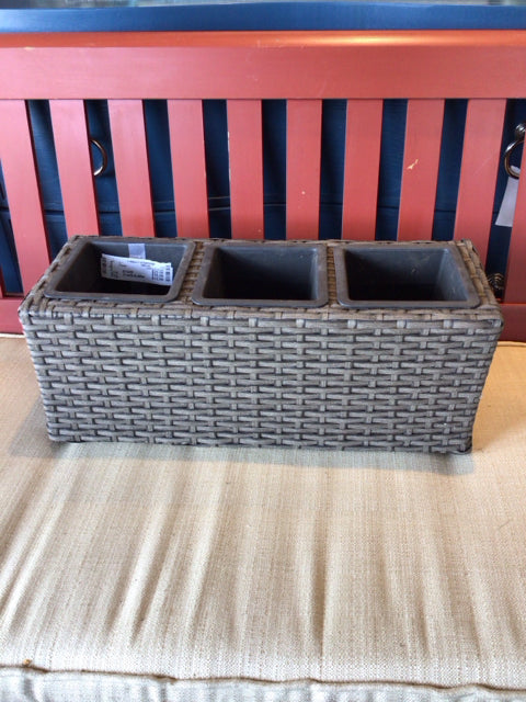 Outdoor/Outside Brown Resin Divided Planter