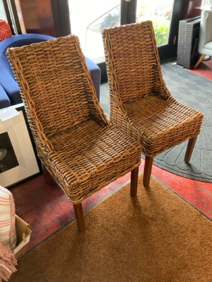 Pair Wicker Brown Chair Set