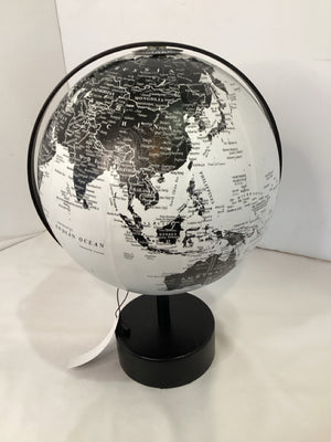 Black/White Metal/Wood World Globe