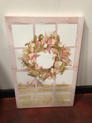 Pink/white Wreath Stretch Canvas