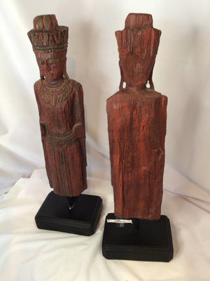 Oriental Red Wood Pair Statue