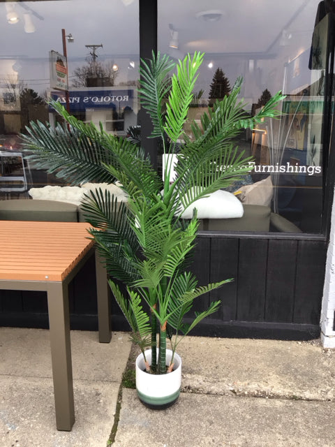 Green Plastic w/planter Palm Faux Plant