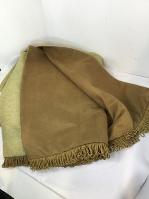 Green Ultrasuede Fringe Trim Reversible Throw