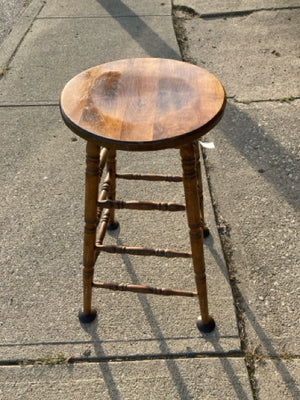 Vintage Backless Wood Barstool/Bar Stool