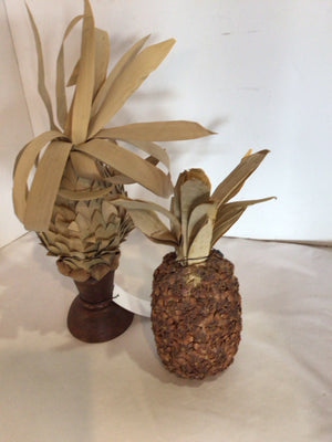 Brown & Cream Pineapple Set of 2 Faux Fruit