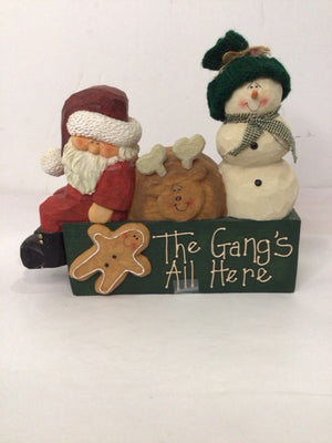 Red/Green Resin Snowman Santa Holiday Item