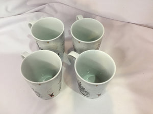 Eddie Bauer Holiday White Ceramic Set of 4 Mug Set