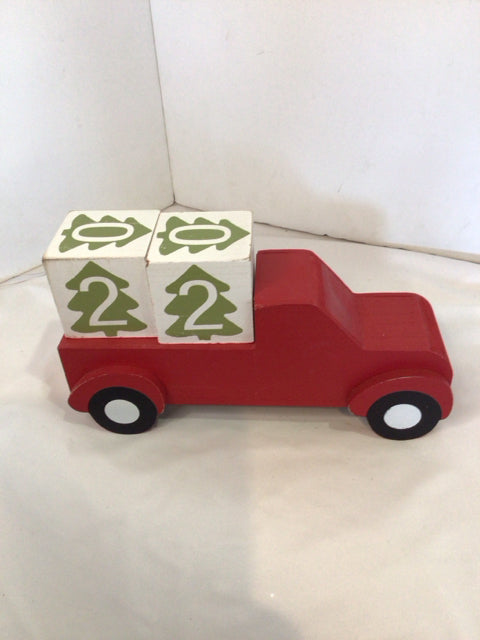 Christmas Red/white Wood Truck Blocks Holiday Item