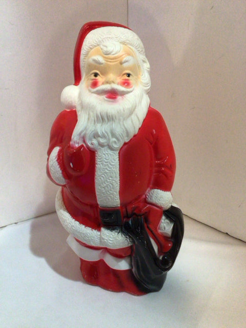 Vintage Christmas Red/white Plastic Blow Mold Santa Holiday Item