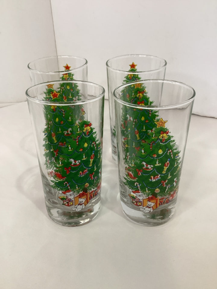 Christmas Clear/Green Glass Glasses Christmas Tree Holiday Item