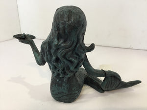 Blue Cast Iron Mermaid Figurine