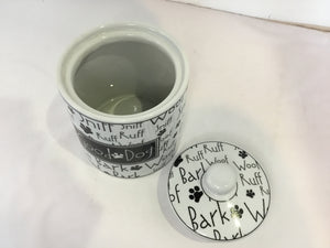White/Black Ceramic Dog Jar