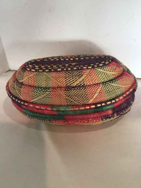 Oblong Multi Wicker Lidded Basket