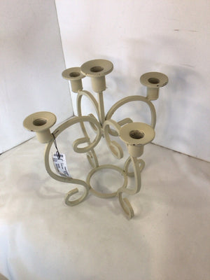 Cream Wrought Iron Candleabra Candle Holder