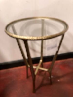 22R877BP Havenly End Metal/Glass Round Gold Table