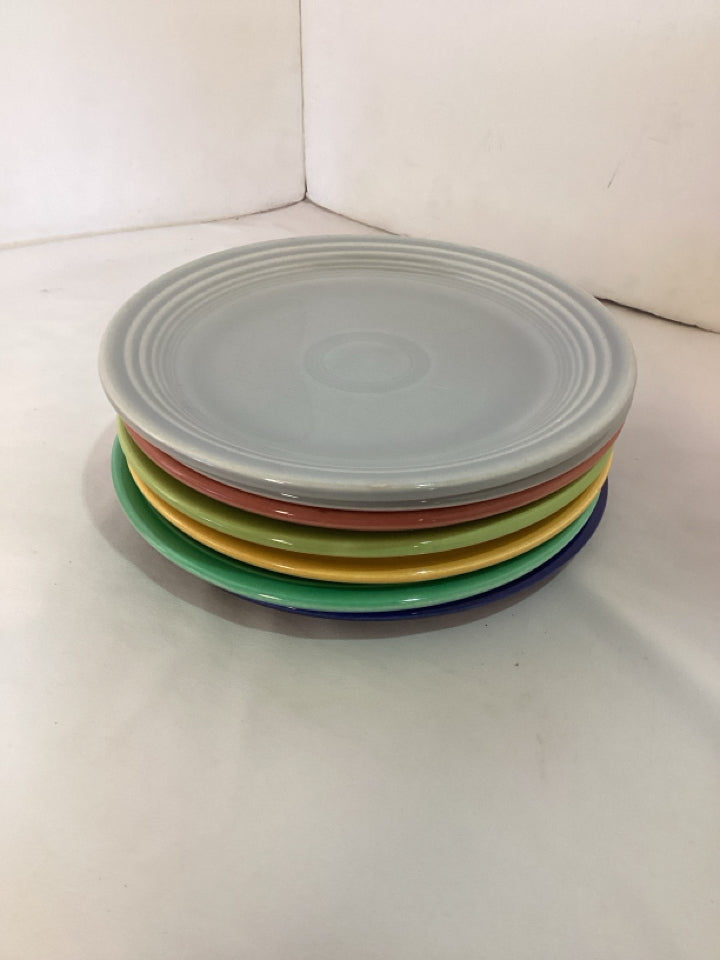 Fiestaware Vintage Set of 7 Multi Ceramic Salad Plate Set