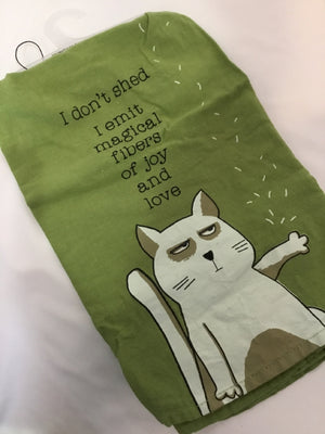 Hand Green Cotton Cat Words Towel