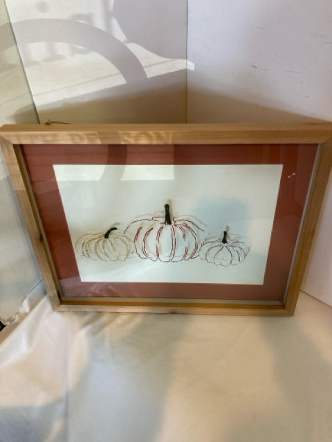 Fall Orange/White Pumpkin Framed Art