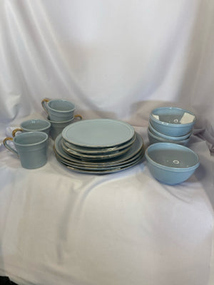 Set of 4 Blue Ceramic Dish Set