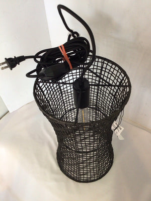 Hanging Wicker Plug In Black Light Fixture